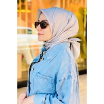 BELLİ Düz Fon İpek Twill Eşarp 4053 Gri - 04