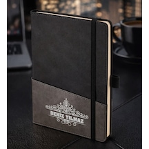 Bk Gift Kişiye Özel Siyah Termo Deri Defter -14, Kartvizit Bölmeli, Çizgili Ivory Kağıt Kobitmeyencom35995 Bk Gift