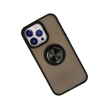 Apple iPhone Uyumlu - 15 Pro Max Kılıf Montreal Yüzüklü Silikon Kapak - Siyah