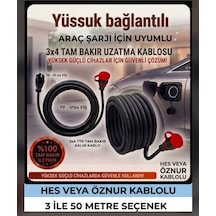 Hes Veya Öznur Kablo Araç Sarj Uzatma 3-50 Metre Arası 3x4 Mm Ttr Tam Bakır 16amper - 3.7 Kw Kablosu Seyyra 12 Metre