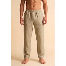 Poriento Bej Rengi Rahat Kalıp %100 Pamuk Müslin Kumaş Beli Lastikli Erkek Pantolon - Hac Umre Pantolonu Poriento Bej Rengi Rahat Kalıp %100 Pamuk Müslin Kumaş Beli Lastikli Erkek Pantolon - Hac Umre Pantolonu