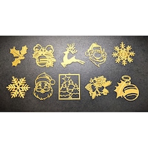10'lu Paket Noel Ağacı Üstü Dekor Mini Figür Seti Yılbaşı Figürleri