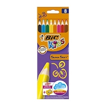 Bıc Kids Jumbo-üç Kenarlı-yumuşak, Boyama Kalemi 6,2 Mm, 8-çeşitli Renklerde, Kartonetuı Her Biri 8 Adet, Jumbo-dahil Kalemtraş 124-Pembe