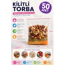 Kilitli Torba 19x25 Cm 50'li Kilitli Buzdolabı Poşeti Şeffaf Naylon Torba Kilitli Saklama Poşeti