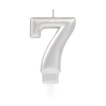 7 Rakam Mum Gümüş Renk 3+