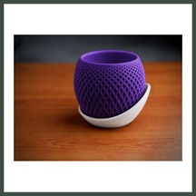 Bezos 3d Baskı Küre Saksı - Kafes Dokulu İki Parçalı Dekoratif Saksı - Mor-beyaz Nhr Standart 41070876