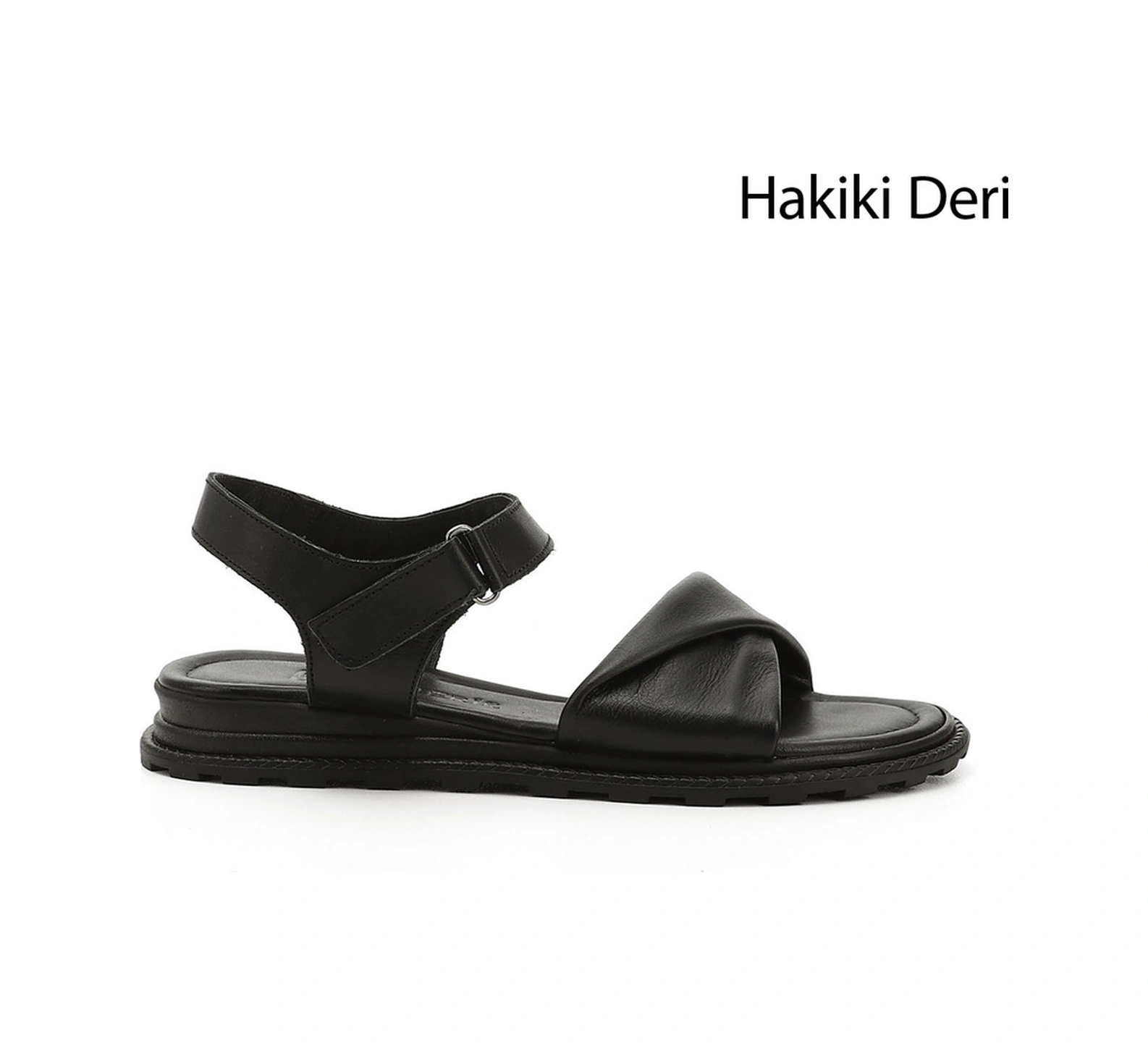 Gönderi(R) Gönderi R Kadın Siyah Cırt Bantlı Hakiki Deri Sandalet Dyza75645250 Siyah