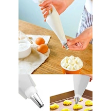 Mucit Home Krema Sıkma Torbası Seti 10 Parça Pasta Krema Kek Süsleme Torbası Paslanmaz Çelik Uçlu Beyaz