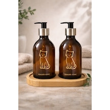 Buççin Online Mağaza Amber Cam Sabunluk Seti 2 Li Bambu Standlı Mutfak Deterjanlık Ve Banyo El Sabunluğu 500 Ml Cam Kah Çok Renkli