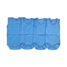 Salar Ticaret Salarticaret Bebek Basic Ribana Bisiklet Yaka 4Lü Atlet Body - Mavi