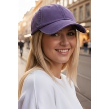 Tezzgelsin Kadın Eskitme Vintage %100 Pamuklu Ayarlanabilir Beyzbol Kep Şapka Mor