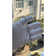 Kadın Gümüş Renk Nazar Boncuklu Bileklik 18 Cm Gri