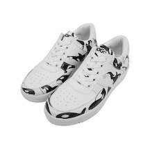 Kadın Vegan Deri Beyaz Sneakers - Flowing Orca Tasarım Çok Renkli