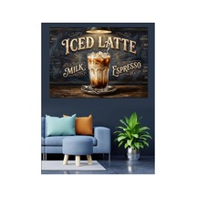 Iced Latte Soğuk Kahve Keyfi Yağlı Boya Dokulu Kanvas Tablo Canvas Tablosu