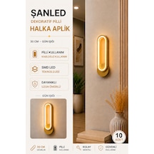 Dekoratif 20w Halka Modeli İç Mekan Gold Kasa Gün Işığı 30 Cm Duvar Aplik Pilli 10 Adet