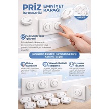 Çocuk Güvenlik Priz Koruyucu, 8 Adet Priz Tıkacı, Bebek Ve Çocuklar İçin Elektrik Prizi Koruma Kapağı, Beyaz, Koruyucu Tıkacı Seti