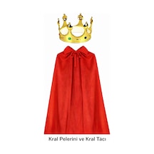 90 - 399 - Cm Kral Pelerini Ve Altın Kral - Spt-gld - Tacı Seti