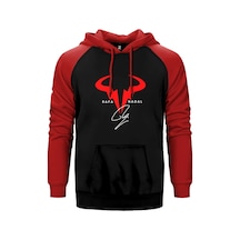 Rafael Nadal Logo Kırmızı Renk Reglan Kol Kapşonlu Sweatshirt Kırmızı