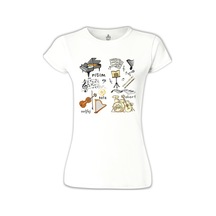 Müzik - Akort Beyaz Kadın Tshirt 001