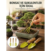 Saksı Bitkileri İçin Bahçe El Aleti Seti Ergonomik Ahşap Saplı Mh-hs2710-6749