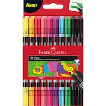 Faber-Castell Çift Uçlu Neon Keçeli Kalem, 10 Renk, İnce ve Kalın Uçlu,Dayanıklı Parlak Renkler,Su Bazlı Mürekkep