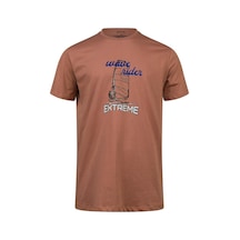 2as Alex Baskılı Erkek Sıfır Yaka T-shirt 042 Kahve