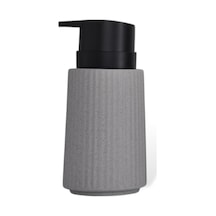 New Max Premium Serisi 300 Ml Sıvı Sabunluk Pompalı Çizgili Seramik Sıvı Sabunluk Dispencer Gri 12 Izgara