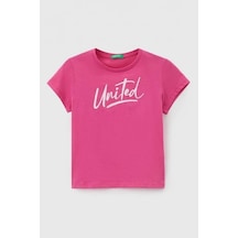 United Colors Of Benetton Kız Çocuk United Logo T-shirt - Fuşya Fuşya