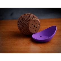 Bezos 3d Baskı Küre Saksı - Kafes Dokulu İki Parçalı Dekoratif Saksı - Kahverengi-mor Mmbz Standart