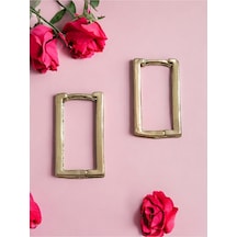 Mini Dikdörtgen Gold Küpe Çok Renkli