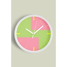 Soyut - Geometrik Temalı Modern Duvar Saati - 42cm - Önü Camlı Beyaz Kasa - Sessiz Mekanizma-jh0382 Beyaz