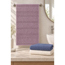 Çizgi Dokulu El Yüz Havlusu 50x90 Cm 3 Lü Set - Lavender Tide Çok Renkli