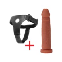 Truva Shop 21 CM Belden Bağlamalı Esnek Damarlı Realistik Strapon Melez Penis