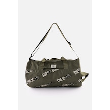 İcone Bag Unisex Spor Çanta Silindir Model, Baskılı, Ön Ve İç Cepli, Yan Saplı, Ayarlanabilir Omuz Askılı Haki