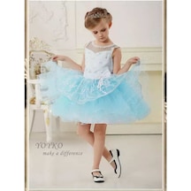 Prenses Abiye Elbise Kız Çocuk Elbise Mavi Tütü