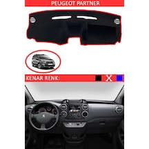 808 Group Peugeot Partner İçin Uygun Torpido Koruma Halısı Siyah Kenar Renk Kırmızı