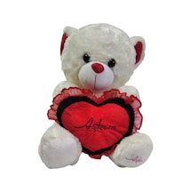 peluş ayıcık 45 cm kırmızı aşkım yazılı kalp yastıklı