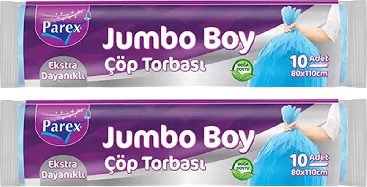Ekstra Dayanikli 10'lu Çöp Torbası Jumbo Boy 80 X 110 Cm İkili Paket