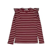 Civil Girls İnce Çizgili 10-13 Yaş Sweatshirt - Bordo Koyu Bordo