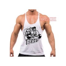 Tarzsokak Gym Tank Top Fitness Sporcu Atleti Gym3 Beyaz