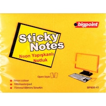 Bigpoint Yapışkanlı Not Kağıdı 75x100mm Neon Turuncu 12'li Paket