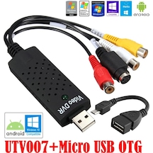Rca Composit Video Dvr+Otg Micro Usb Kablo Kamera Uydu Kayıt Kart