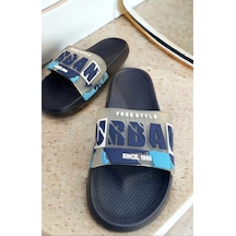 Kamuflaj Urban Desenli Plaj Havuz Bahçe Deniz Günlük Erkek Terlik Lacivert Lacivert