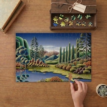 Nehir - Ağaçlar - İlüstrasyon Tasarımı 240 Parça Ahşap Puzzle Ahşap Kutuda Mpy20400