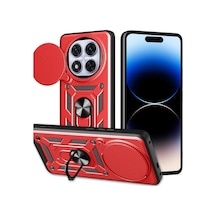 Xiaomi Redmi Note 14 Pro Plus Uyumlu Kılıf Pars Lens Yüzüklü Silikon - Kırmızı