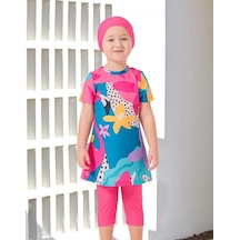 Birolgaye Adasea 251911 Sterli Pembe Kısa Kol Çocuk Tesettür Mayo Pembe
