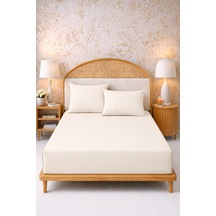 More Home Tek Kişilik Lastikli Çarşaf Seti + Yastık Kılıf Krem