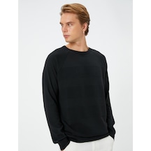 Koton Triko Kazak Bisiklet Yaka Dokulu Slim Fit Reglan Kollu Siyah 4wam70023ht 4WAM70023HT999 Siyah