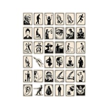 30 Adet Minimalist Siyah Beyaz Silüet Sticker Seti - Laptop Defter Ajanda İçin