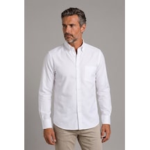 Bisse Beyaz Regular Fit Pamuk Cepsiz Uzun Yaka Gömlek Gmkls252175 D01